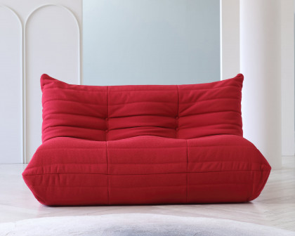 Crenus Caterpillar 53.15″ Floor Loveseat Sofa Teddy Velvet - Red