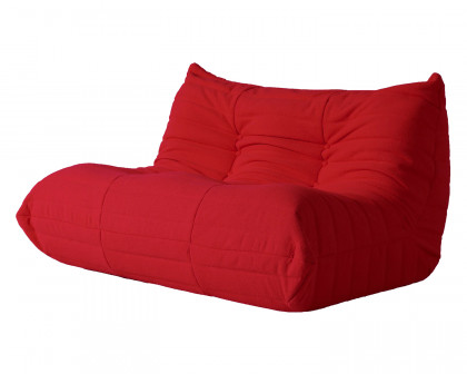 Crenus Caterpillar 53.15″ Floor Loveseat Sofa Teddy Velvet - Red