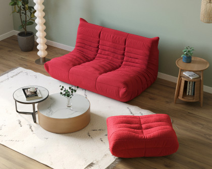 Crenus Caterpillar 53.15″ Floor Loveseat Sofa Teddy Velvet - Red