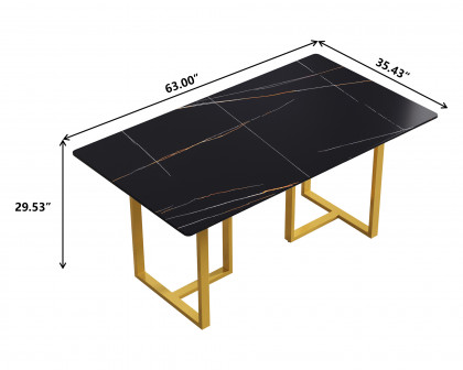 Crenus Trani Rectangular Dining Table - Black/Gold, 63"