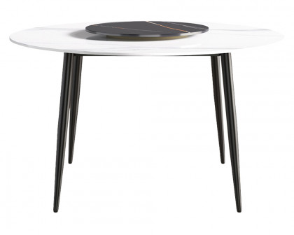 Crenus Lazy Sysan Round Dining Table - White/Black, 53.15”