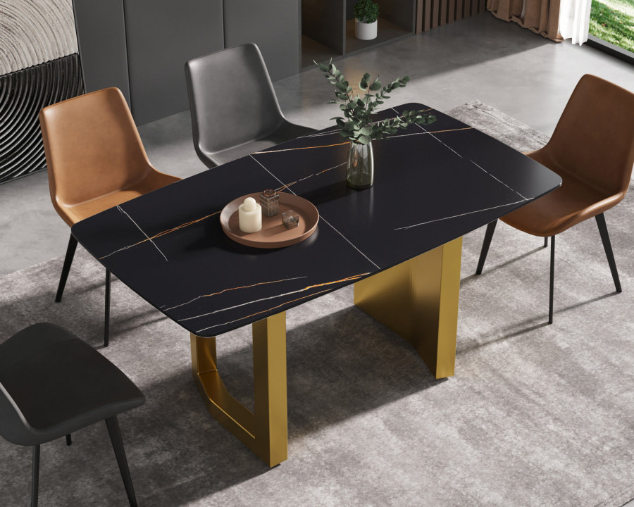 Crenus - Basalto Curved Rectangular Dining Table