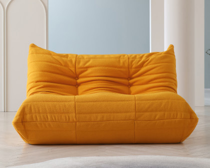 Crenus Caterpillar 53.15″ Floor Loveseat Sofa Teddy Velvet - Yellow