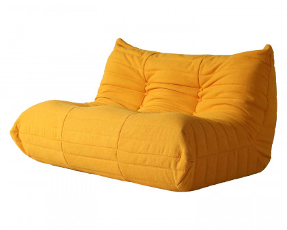 Crenus Caterpillar 53.15″ Floor Loveseat Sofa Teddy Velvet - Yellow