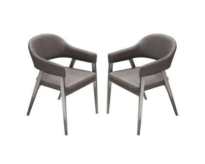 Diamond Sofa - Adele Dining/Accent Chairs with Brushed Stainless Steel Leg (Set of 2)