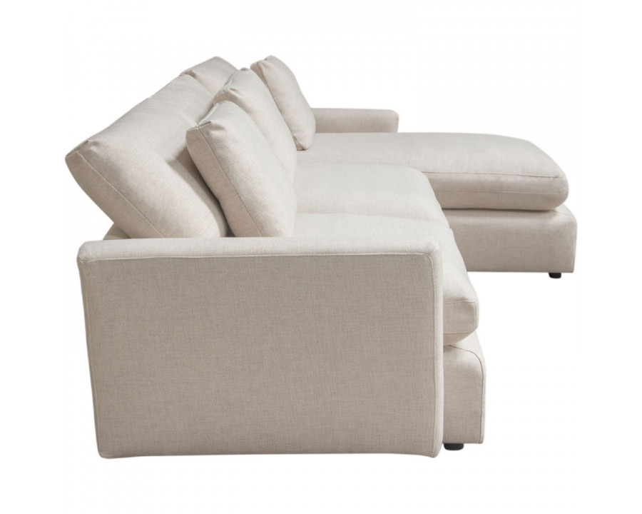 Diamond Sofa Arcadia 2PC Fabric Reversible Chaise Sectional with Feather Down Seating - Cream