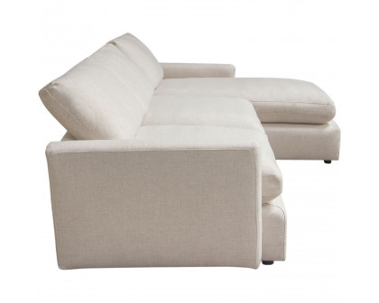 Diamond Sofa Arcadia 2PC Fabric Reversible Chaise Sectional with Feather Down Seating - Cream