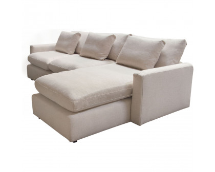 Diamond Sofa Arcadia 2PC Fabric Reversible Chaise Sectional with Feather Down Seating - Cream