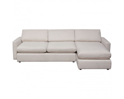 Diamond Sofa Arcadia 2PC Fabric Reversible Chaise Sectional with Feather Down Seating - Cream