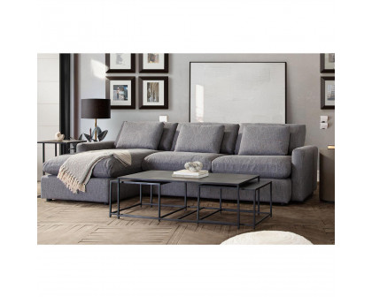 Diamond Sofa Arcadia 2PC Fabric Reversible Chaise Sectional with Feather Down Seating - Gray