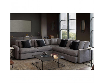 Diamond Sofa Arcadia 3PC Fabric Corner Sectional with Feather Down Seating - Gray