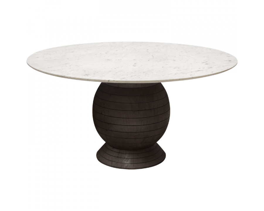 Diamond Sofa - Ashe Round Dining Table with Genuine White Marble Top and Solid Acacia Wood Base in Espresso Finish