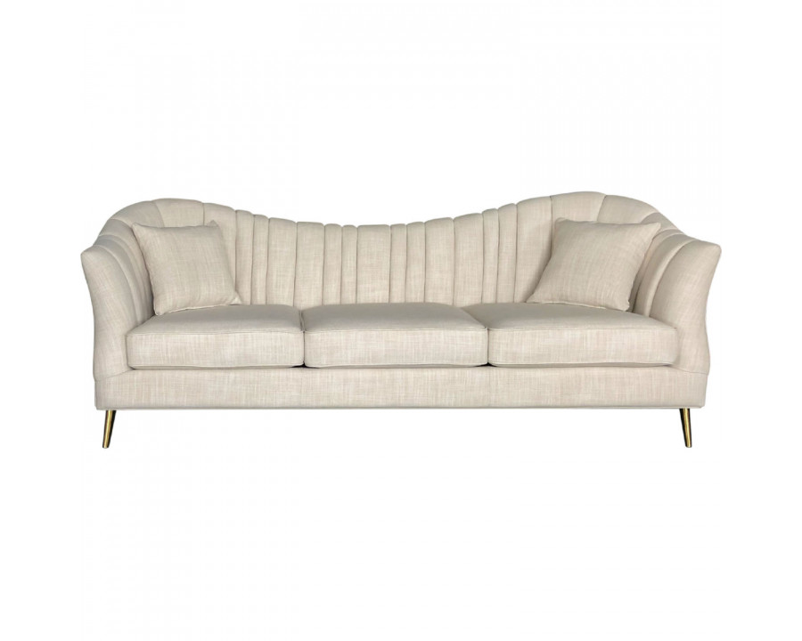 Diamond Sofa - Ava Linen Fabric Sofa with Gold Leg in Sand