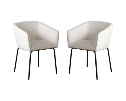 Diamond Sofa Avery Performance Fabric Dining Chairs with Black Metal Leg (Set of 2) - Mist White