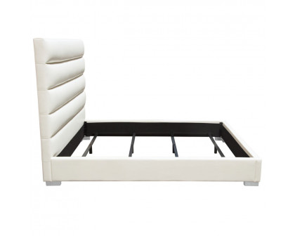 Diamond Sofa Bardot Channel Leatherette Tufted Eastern King Bed - White