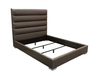 Diamond Sofa Bardot Channel Leatherette Tufted Queen Bed - Elephant Gray