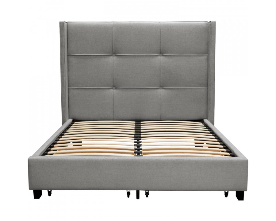 Diamond Sofa Beverly Fabric Eastern King Bed with Integrated Footboard Storage Unit & Accent Wings - Gray