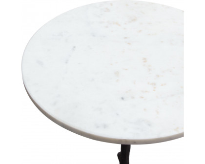 Diamond Sofa - Birch Round Accent Table with Black Casted Aluminum Base & White Marble Top