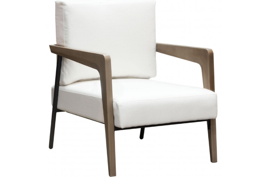 Diamond Sofa™ Blair Fabric Accent Chair with Curved Wood Leg Detail - White