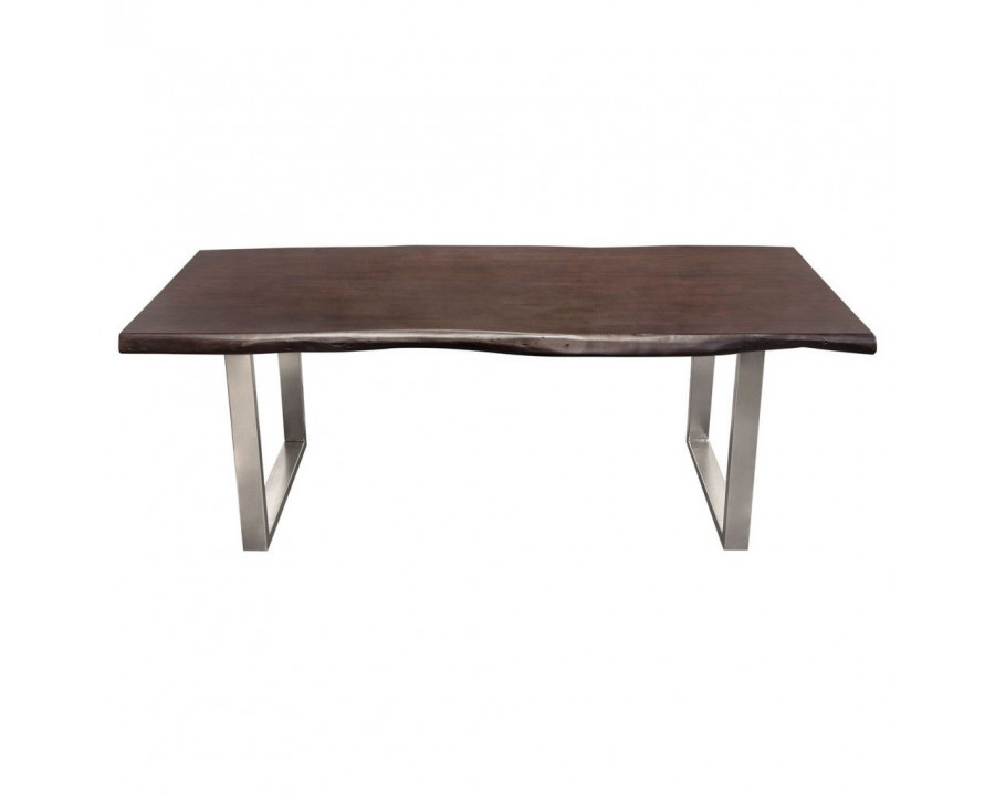 Diamond Sofa - Bowen Solid Acacia Wood Top Dining Table with Live Edge and Nickel Plated Base in Espresso Finish