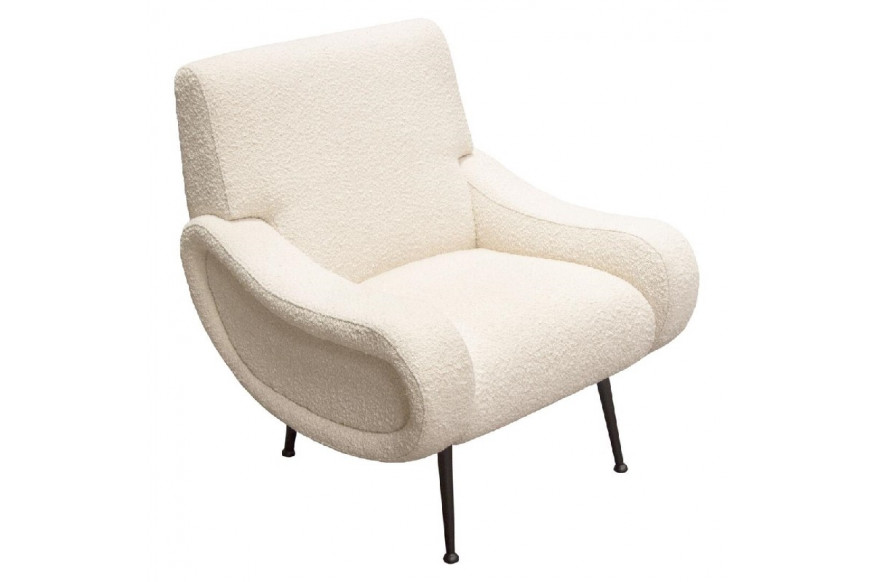 Diamond Sofa™ Cameron Boucle Textured Fabric Accent Chair with Black Leg - Bone