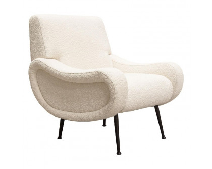 Diamond Sofa™ Cameron Boucle Textured Fabric Accent Chair with Black Leg - Bone