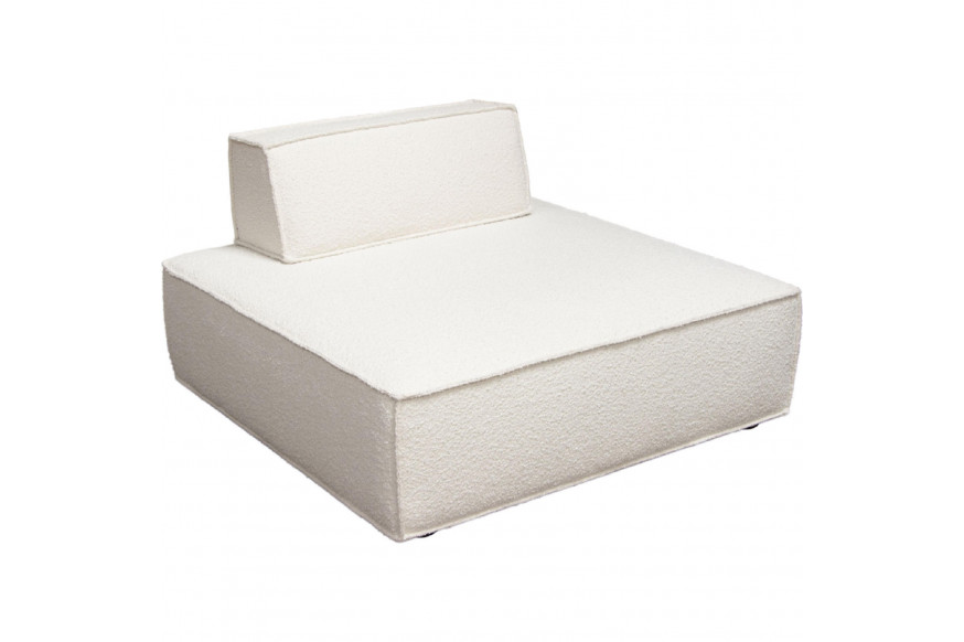 Diamond Sofa™ Cara Square Modular Boucle Fabric Lounger with Moveable Non-Skid Backrest - Ivory