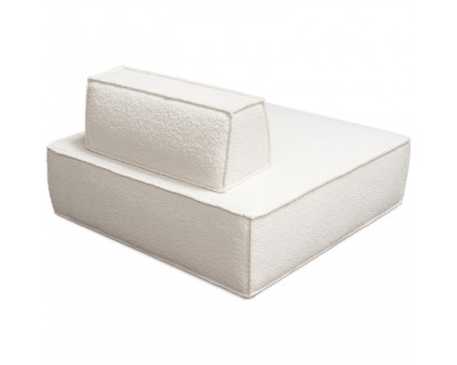 Diamond Sofa™ Cara Square Modular Boucle Fabric Lounger with Moveable Non-Skid Backrest - Ivory