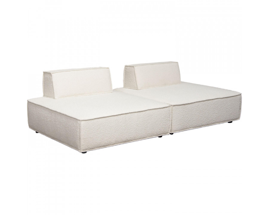 Diamond Sofa Cara 2-Piece Square Modular Boucle Fabric Lounger with Moveable Non-Skid Backrest - Ivory