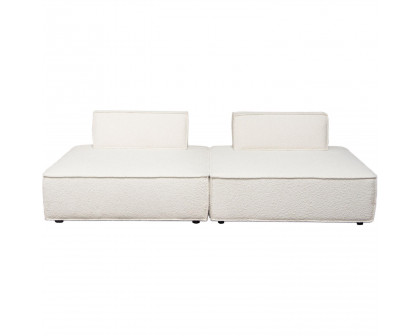 Diamond Sofa Cara 2-Piece Square Modular Boucle Fabric Lounger with Moveable Non-Skid Backrest - Ivory