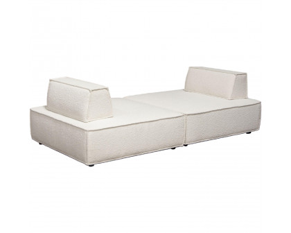 Diamond Sofa Cara 2-Piece Square Modular Boucle Fabric Lounger with Moveable Non-Skid Backrest - Ivory