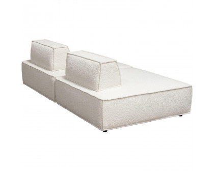 Diamond Sofa Cara 2-Piece Square Modular Boucle Fabric Lounger with Moveable Non-Skid Backrest - Ivory