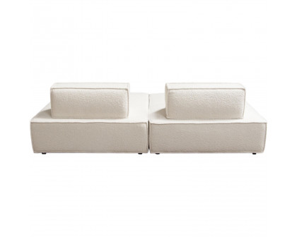 Diamond Sofa Cara 2-Piece Square Modular Boucle Fabric Lounger with Moveable Non-Skid Backrest - Ivory