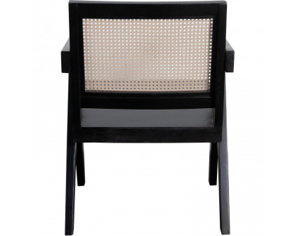 Diamond Sofa Carter Dining/Accent Chair in Solid Wood Frame with Natural Cane Seat Back - Black Finish