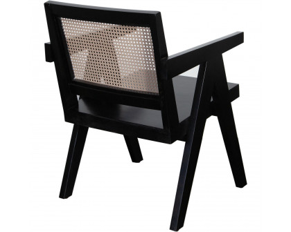 Diamond Sofa Carter Dining/Accent Chair in Solid Wood Frame with Natural Cane Seat Back - Black Finish