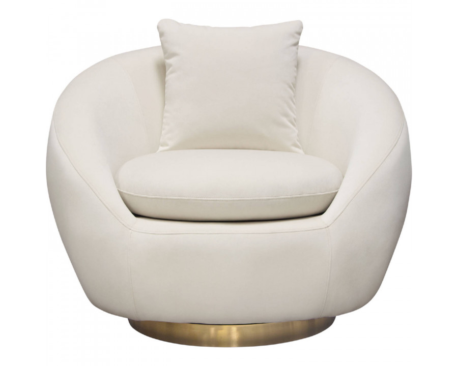 Diamond Sofa - Celine Velvet Swivel Accent Chair with Brushed Gold Accent Band in Light Cream