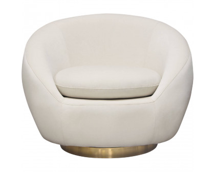 Diamond Sofa - Celine Velvet Swivel Accent Chair with Brushed Gold Accent Band in Light Cream