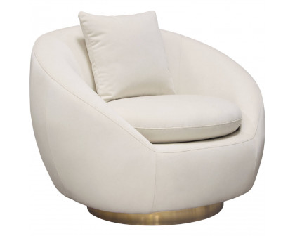 Diamond Sofa - Celine Velvet Swivel Accent Chair with Brushed Gold Accent Band in Light Cream