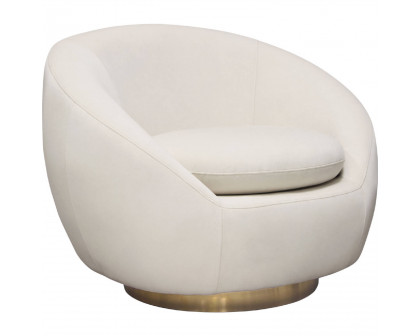 Diamond Sofa - Celine Velvet Swivel Accent Chair with Brushed Gold Accent Band in Light Cream