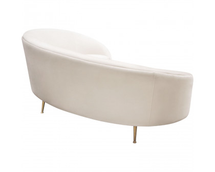 Diamond Sofa - Celine Velvet Curved Sofa with Contoured Back and Gold Metal Legs in Light Cream