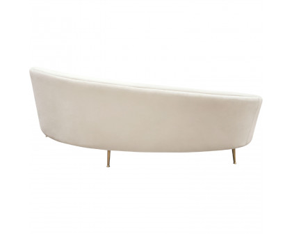 Diamond Sofa - Celine Velvet Curved Sofa with Contoured Back and Gold Metal Legs in Light Cream