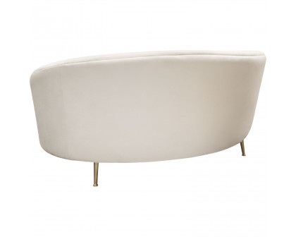 Diamond Sofa - Celine Velvet Curved Sofa with Contoured Back and Gold Metal Legs in Light Cream