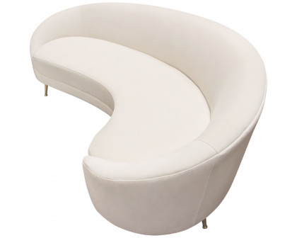 Diamond Sofa - Celine Velvet Curved Sofa with Contoured Back and Gold Metal Legs in Light Cream