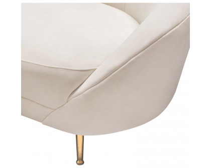 Diamond Sofa - Celine Velvet Curved Sofa with Contoured Back and Gold Metal Legs in Light Cream