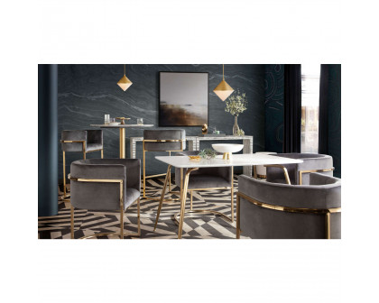 Diamond Sofa - Chance White Lacquer Top Rectangular Dining Table with Brushed Gold Metal Legs