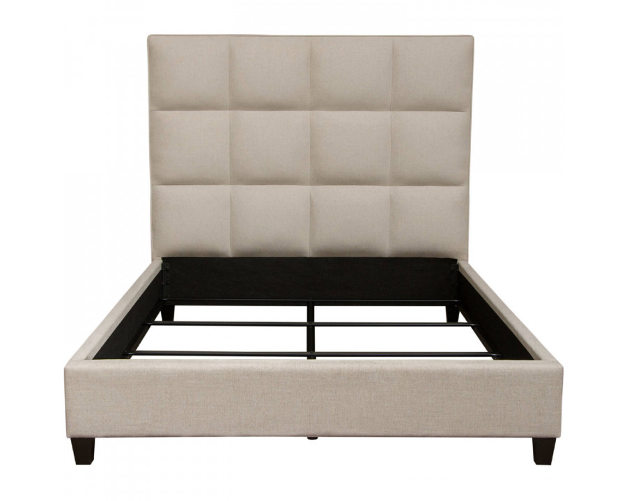 Diamond Sofa Devon Grid Fabric Tufted Queen Bed - Sand