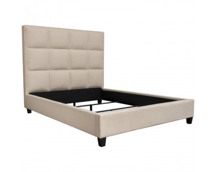 Diamond Sofa Devon Grid Fabric Tufted Queen Bed - Sand