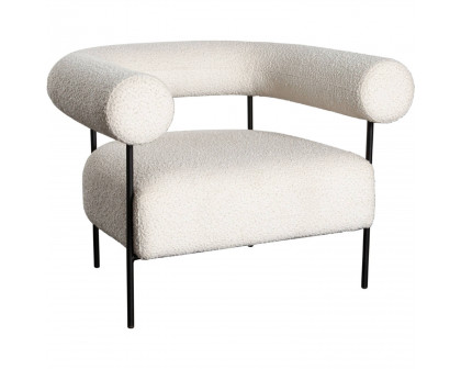 Diamond Sofa - District Boucle Fabric Accent Chair with Black Metal Frame in Ivory