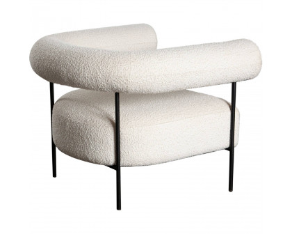 Diamond Sofa - District Boucle Fabric Accent Chair with Black Metal Frame in Ivory