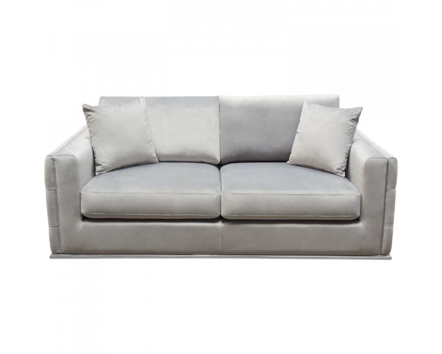 Diamond Sofa - Envy Velvet Loveseat with Tufted Outside Detail and Silver Metal Trim in Platinum Gray